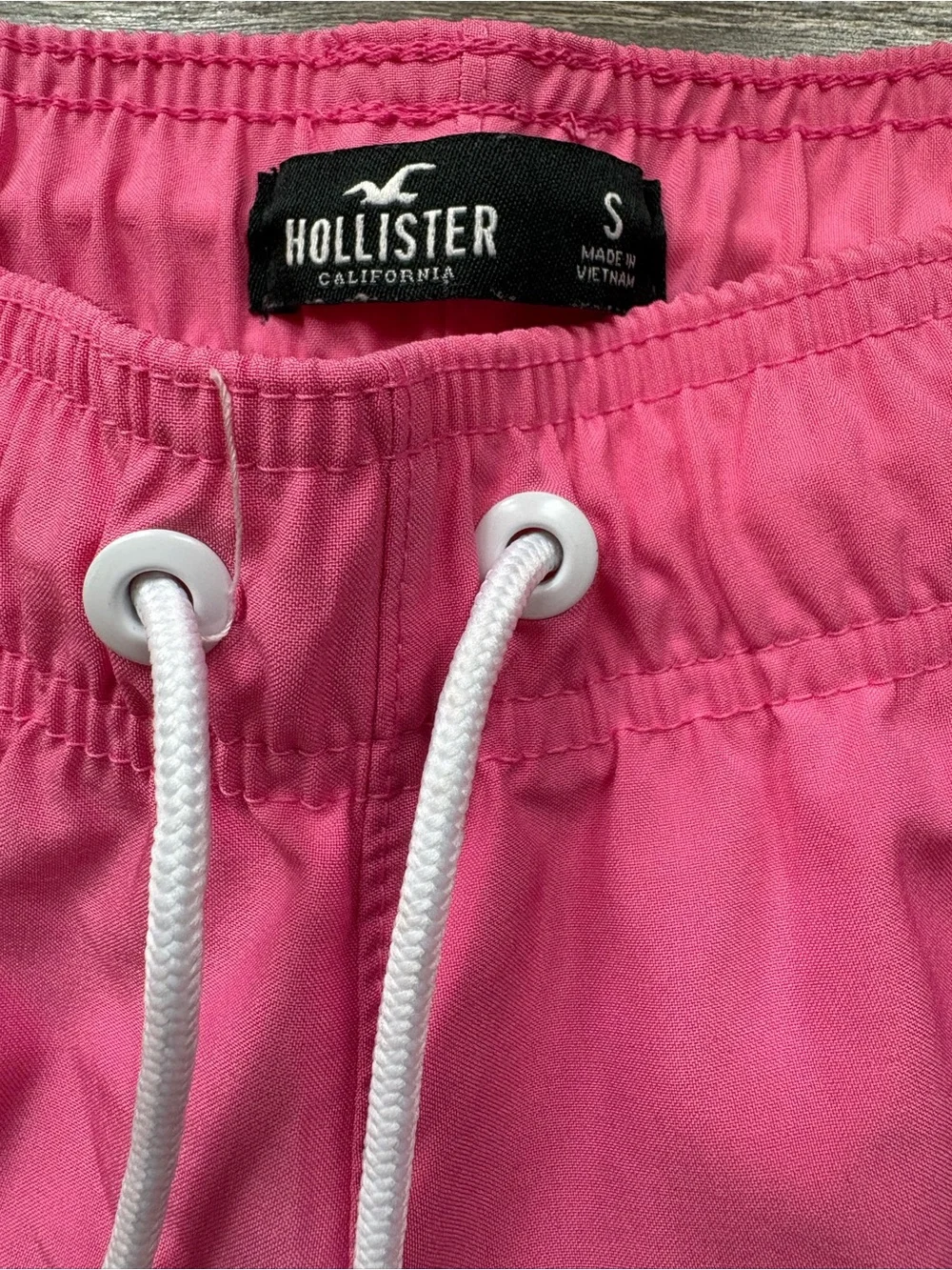 Hollister Men's Bright Pink Swim Trunks with Drawstring